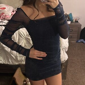 Long sleeve scrunch stretchy dress